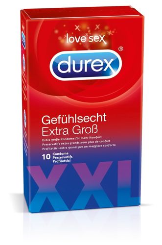 Durex – 10 Kondome ‚Gefühlsecht EXTRA GOSS‘